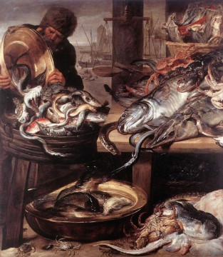 Naturaleza muerta clásica Painting - El bodegón del pescadero Frans Snyders